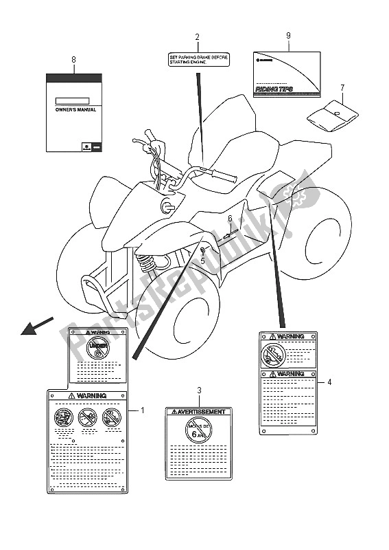 All parts for the Label of the Suzuki LT Z 50 Quadsport 2016