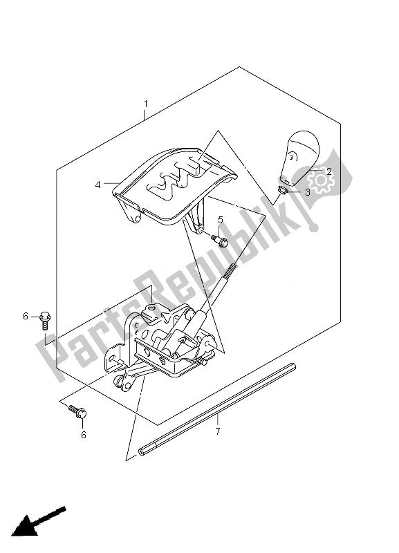 All parts for the Shift Lever of the Suzuki LT A 750 XPZ Kingquad AXI 4X4 2010