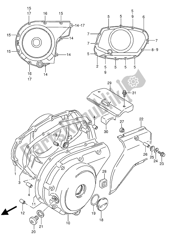 Tutte le parti per il Coperchio Del Carter del Suzuki VX 800U 1994