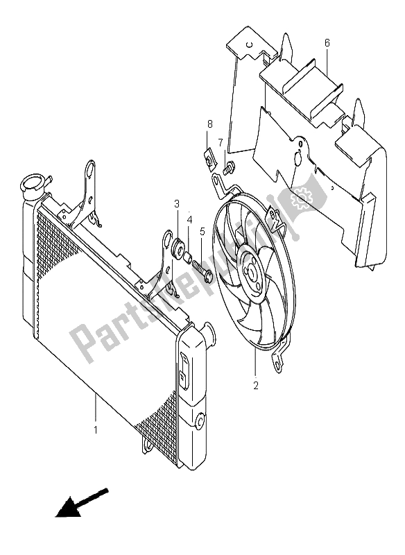 Alle onderdelen voor de Radiator van de Suzuki DL 1000 V Strom 2002