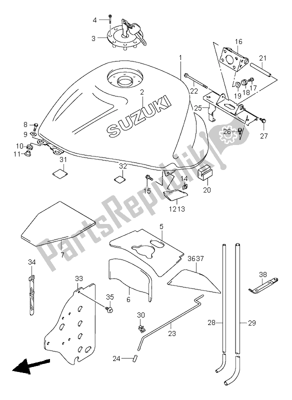All parts for the Fuel Tank of the Suzuki GSX 1300R Hayabusa 1999