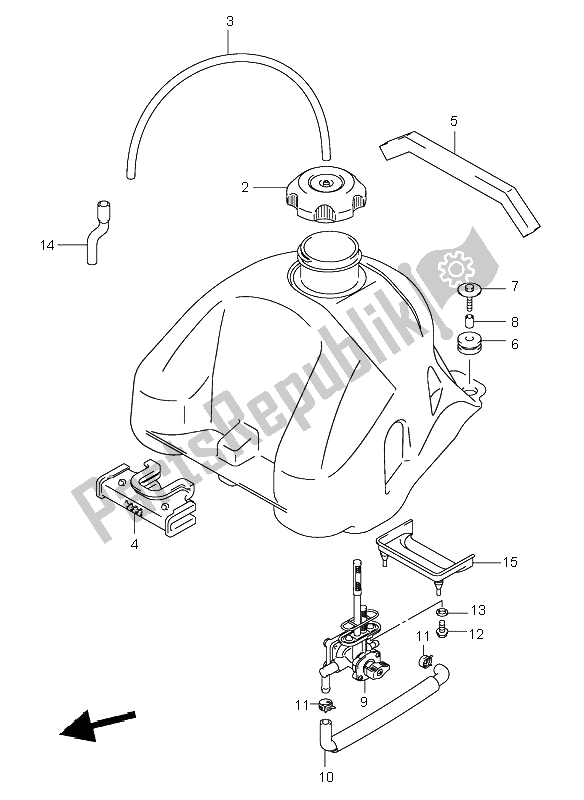 Alle onderdelen voor de Benzinetank van de Suzuki LT Z 250 Quadsport 2008