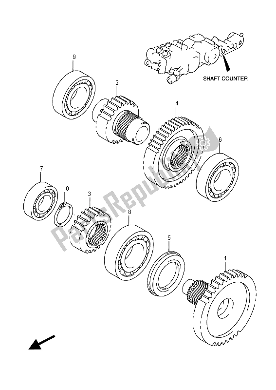 All parts for the Counter Shaft of the Suzuki AN 650Z Burgman Executive 2015