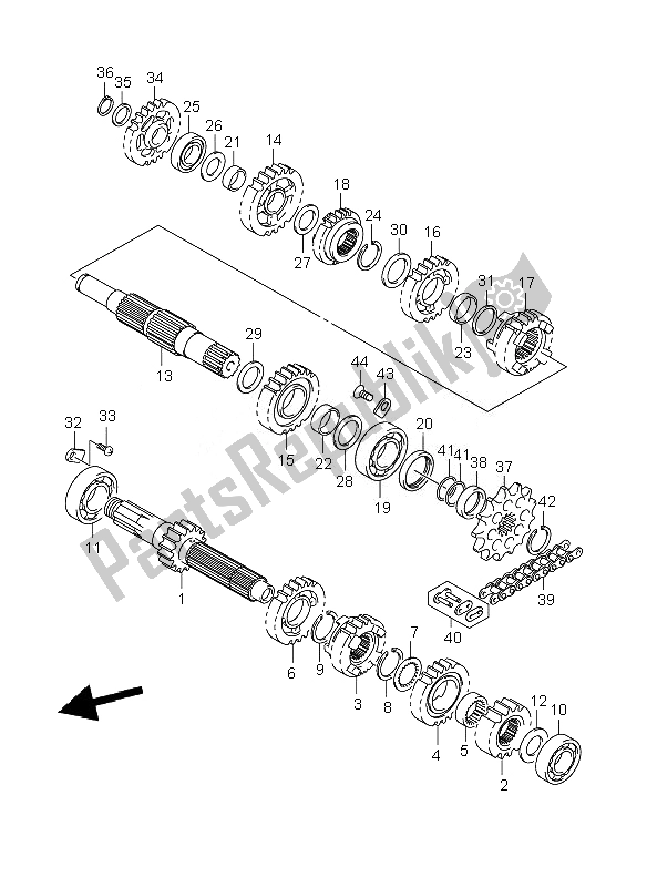 All parts for the Transmission of the Suzuki RM 250 2007