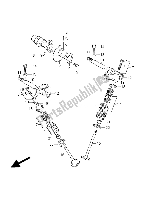 Tutte le parti per il Albero A Camme E Valvola del Suzuki DR Z 125 SW LW 2010