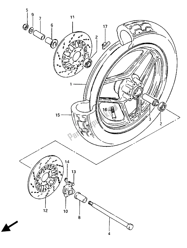 Tutte le parti per il Ruota Anteriore del Suzuki GSX 750 ES 1986