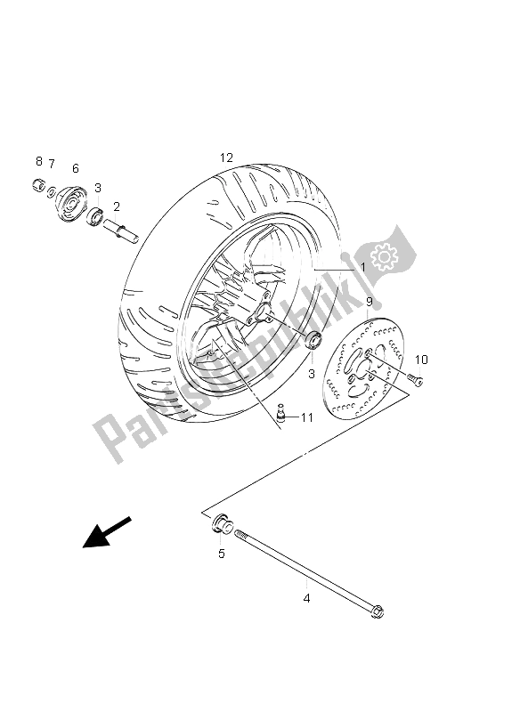 Tutte le parti per il Ruota Anteriore del Suzuki AY 50A LC Katana 2005