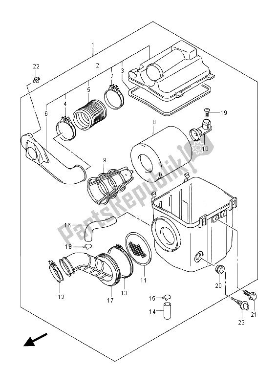 All parts for the Air Cleaner (lt-a400f) of the Suzuki LT A 400 FZ Kingquad ASI 4X4 2014