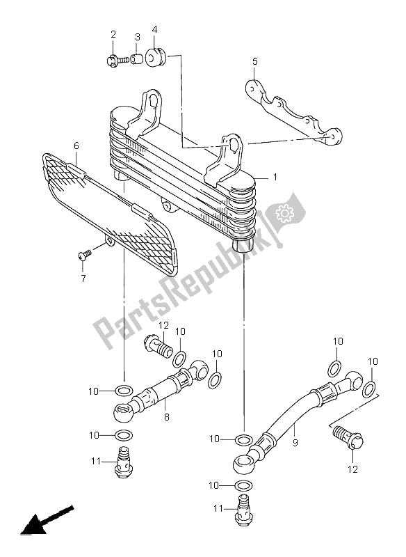 All parts for the Oil Cooler of the Suzuki TL 1000S 1999