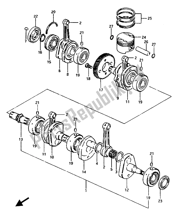 Tutte le parti per il Albero A Gomiti del Suzuki GSX 1100 Esef 1150 EF 1986