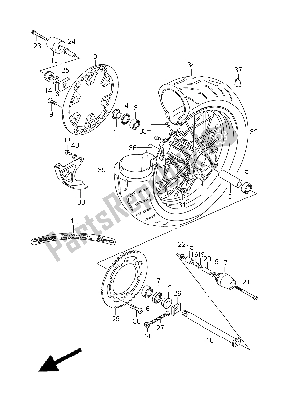 Toutes les pièces pour le Roue Arrière du Suzuki DR Z 400 SM 2008