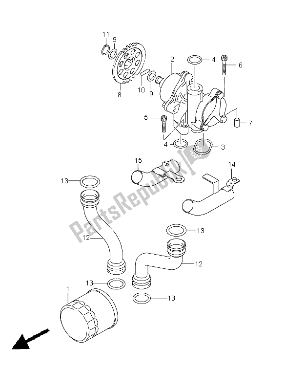 All parts for the Oil Pump of the Suzuki GSF 650 Nsnasa Bandit 2005