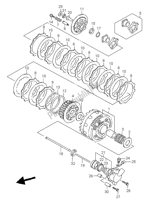 All parts for the Clutch of the Suzuki TL 1000R 2001