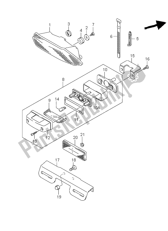 All parts for the Rear Combination Lamp of the Suzuki VZ 800Z Intruder 2009