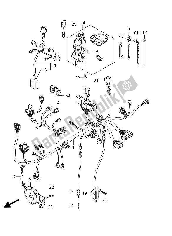 All parts for the Wiring Harness (dl650 E2) of the Suzuki DL 650A V Strom 2011