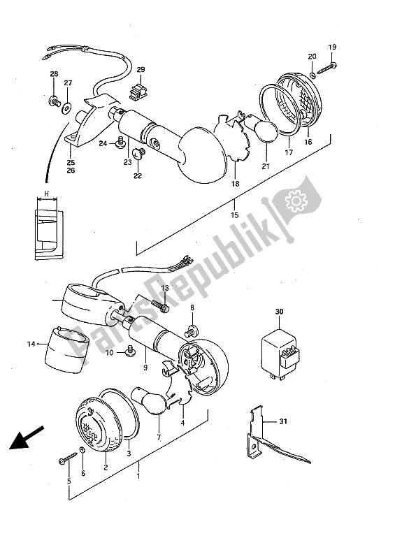 Toutes les pièces pour le Feu Clignotant du Suzuki LS 650P Savage 1994