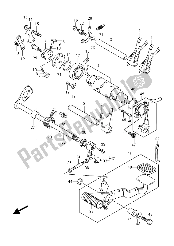 Alle onderdelen voor de Schakelen van de Suzuki VL 800B Intruder 2014