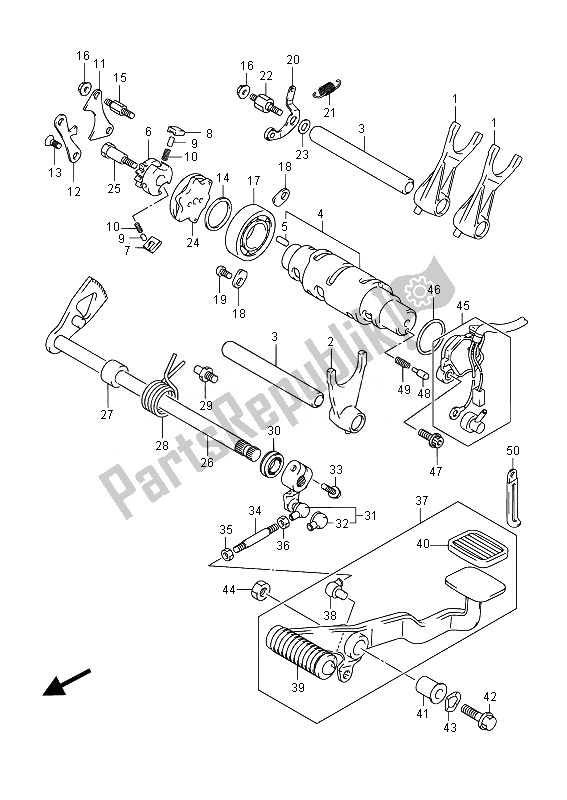 All parts for the Gear Shifting of the Suzuki VL 800B Intruder 2014