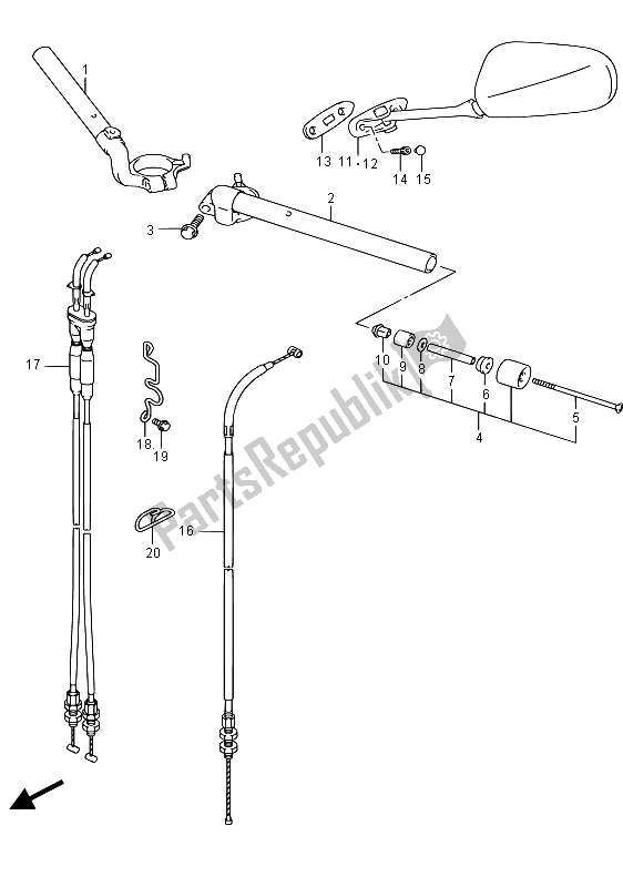 All parts for the Handlebar of the Suzuki SV 650S 2015