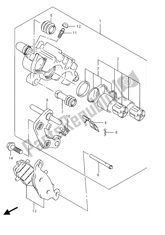All parts for the Front Caliper (e19) of the Suzuki VL 800 Intruder 2015