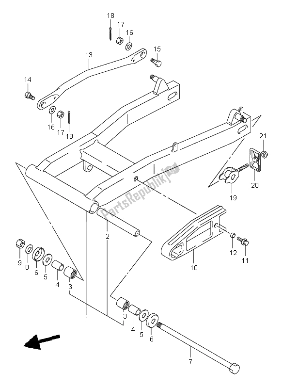 Todas las partes para Brazo Oscilante Trasero de Suzuki VL 125 Intruder 2000