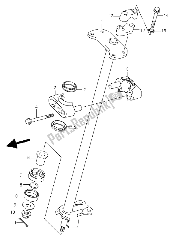 All parts for the Steering Shaft of the Suzuki LT Z 400 Quadsport 2004