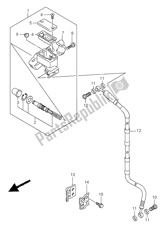 All parts for the Front Master Cylinder of the Suzuki RM Z 450Z 2007