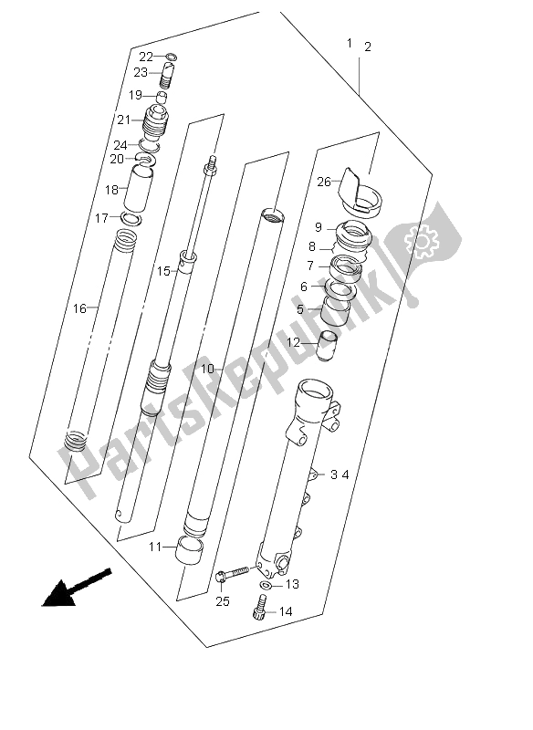 All parts for the Front Damper (gsf1200s) of the Suzuki GSF 1200 NS Bandit 2002