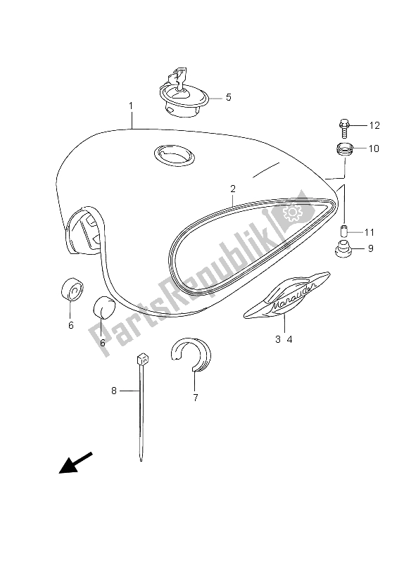 Todas as partes de Tanque De Combustível do Suzuki GZ 125 Marauder 2004
