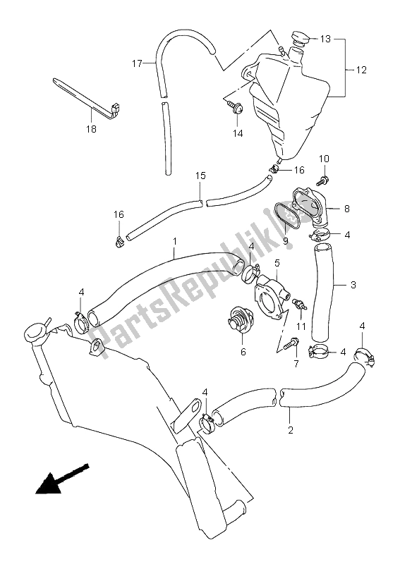 All parts for the Radiator Hose of the Suzuki GSX R 600 2000