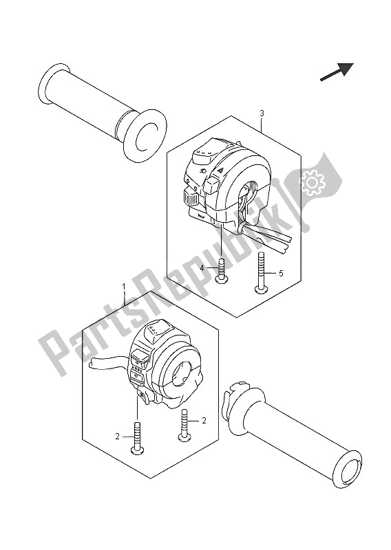 Alle onderdelen voor de Handvat Schakelaar (gsx1300rauf E19) van de Suzuki GSX 1300 RA Hayabusa 2016