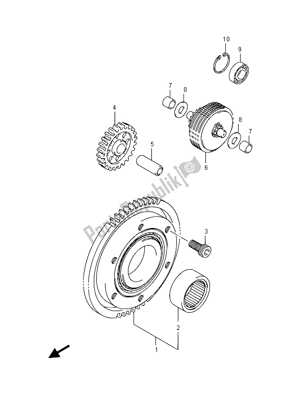 All parts for the Starter Clutch of the Suzuki LT A 750 Xpvzv Kingquad AXI 4X4 2015