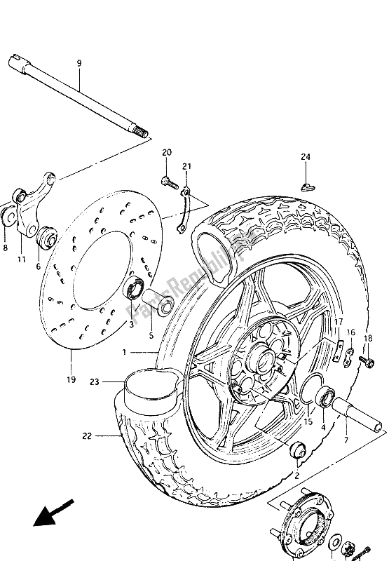 Todas las partes para Rueda Trasera de Suzuki GS 1100G 1985