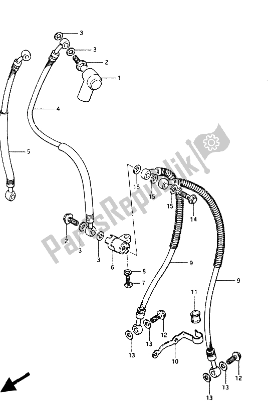 Tutte le parti per il Tubo Freno Anteriore del Suzuki GS 1100G 1986