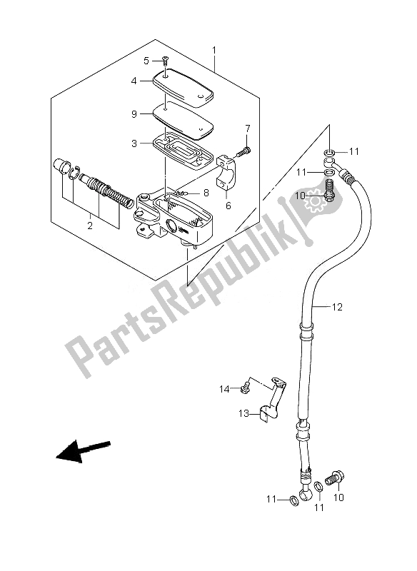 Tutte le parti per il Pompa Freno Anteriore del Suzuki C 800 VL Intruder 2010