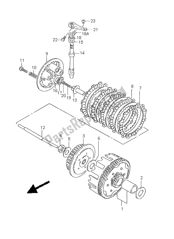 All parts for the Clutch of the Suzuki GN 125E 2000