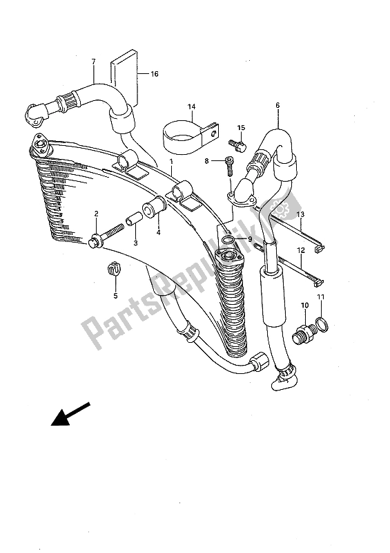 All parts for the Oil Cooler of the Suzuki GSX R 1100 1991