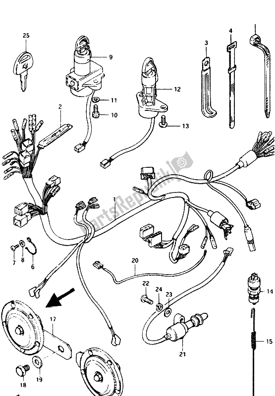 Tutte le parti per il Cablaggio Elettrico del Suzuki GS 1100G 1986
