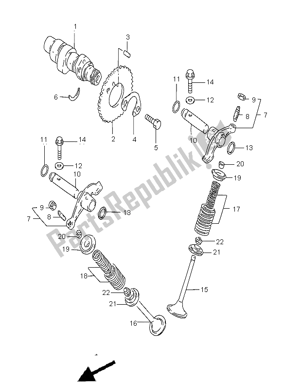 Toutes les pièces pour le Arbre à Cames Et Soupape du Suzuki GZ 125 Marauder 2002