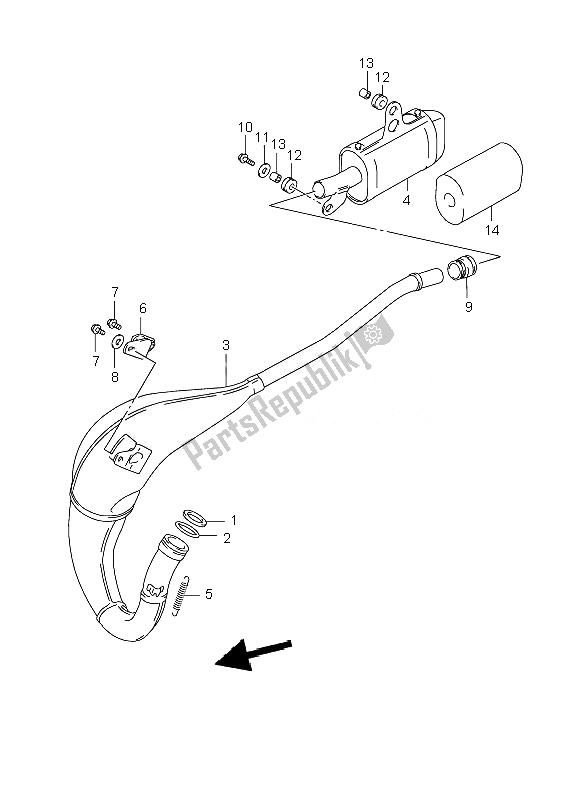 All parts for the Muffler of the Suzuki RM 85 SW LW 2007