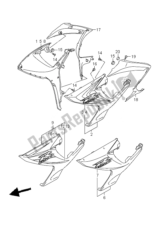 Todas las partes para Capota Lateral de Suzuki GSX R 600 2007