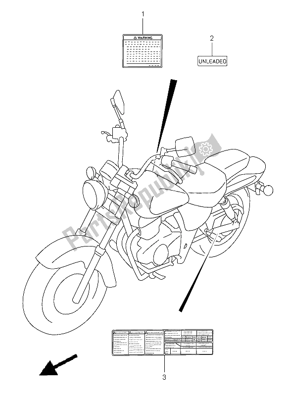 Tutte le parti per il Etichetta del Suzuki GZ 125 Marauder 2002