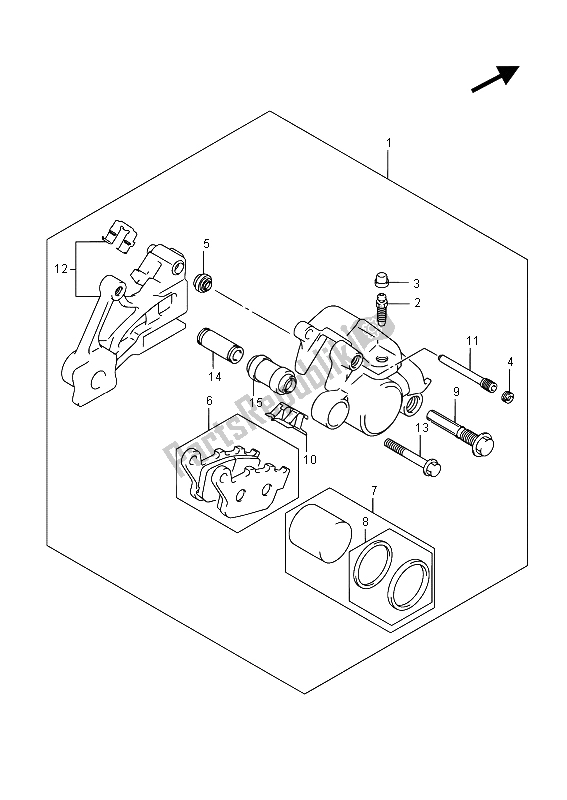 All parts for the Rear Caliper of the Suzuki GW 250 Inazuma 2015