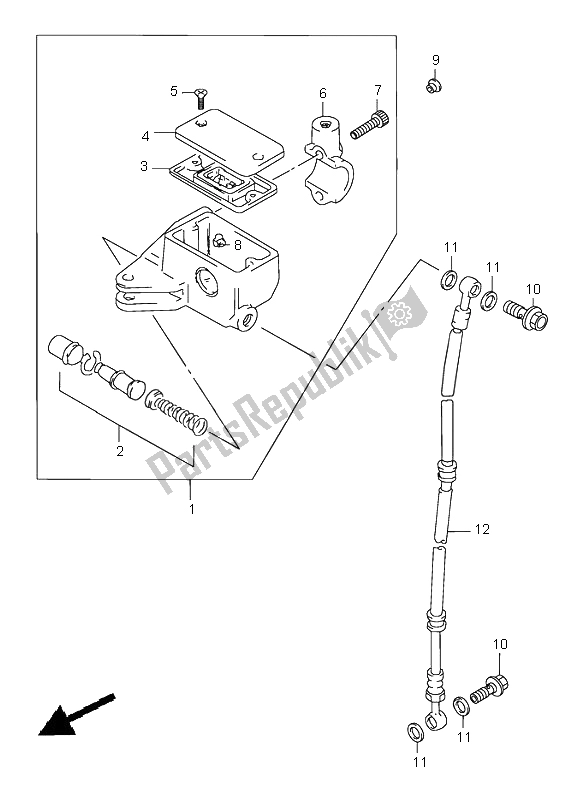 All parts for the Front Master Cylinder of the Suzuki VZ 800 Marauder 2000