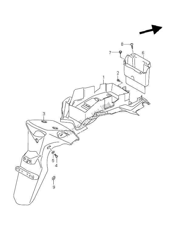 All parts for the Rear Fender (dl650 E2) of the Suzuki DL 650A V Strom 2011