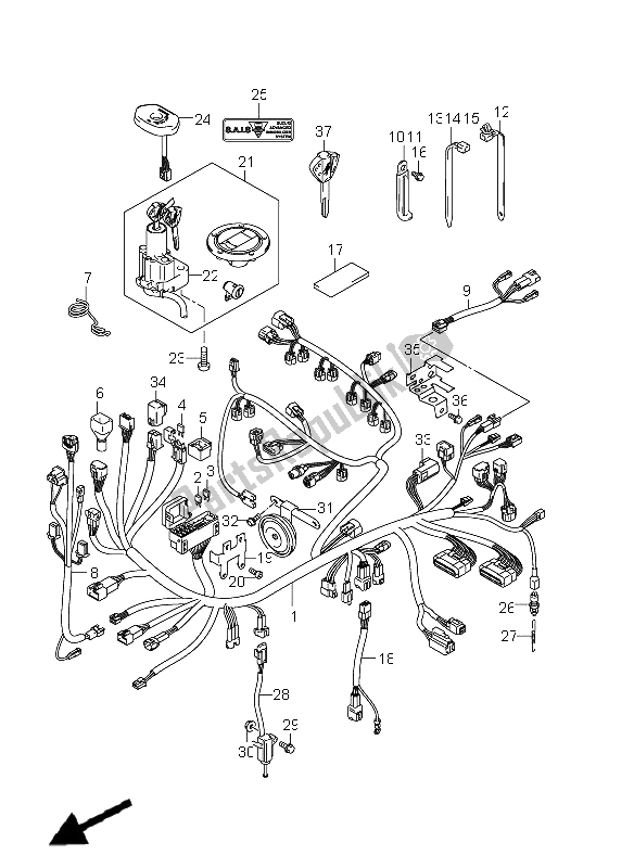 All parts for the Wiring Harness (gsx1300r E2) of the Suzuki GSX 1300R Hayabusa 2011