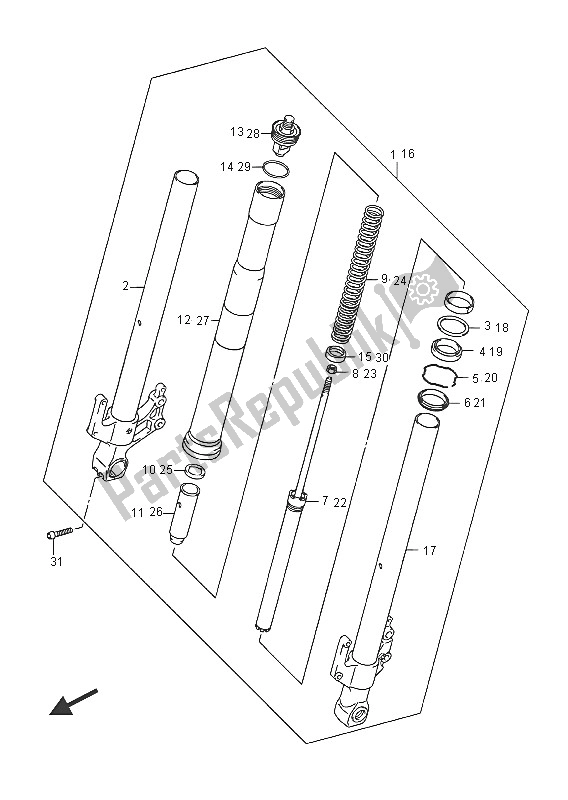 Toutes les pièces pour le Amortisseur De Fourche Avant du Suzuki GSR 750A 2016