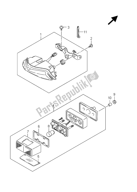 Toutes les pièces pour le Feu Arrière Combiné du Suzuki GSX R 1000 2011