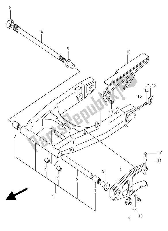 Tutte le parti per il Braccio Oscillante Posteriore del Suzuki DL 1000 V Strom 2003