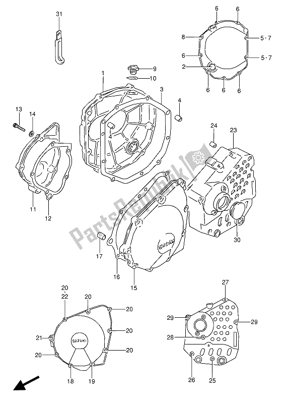 Alle onderdelen voor de Carter Deksel van de Suzuki GSX 600 FUU2 1994